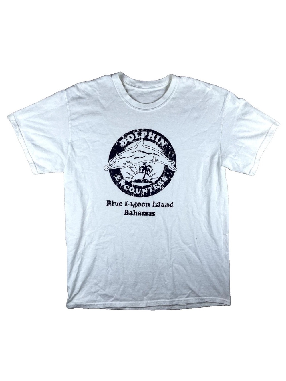 Dolphin Encounters Blue Lagoon Island Bahamas White Medum Tshirt Travel Vacation